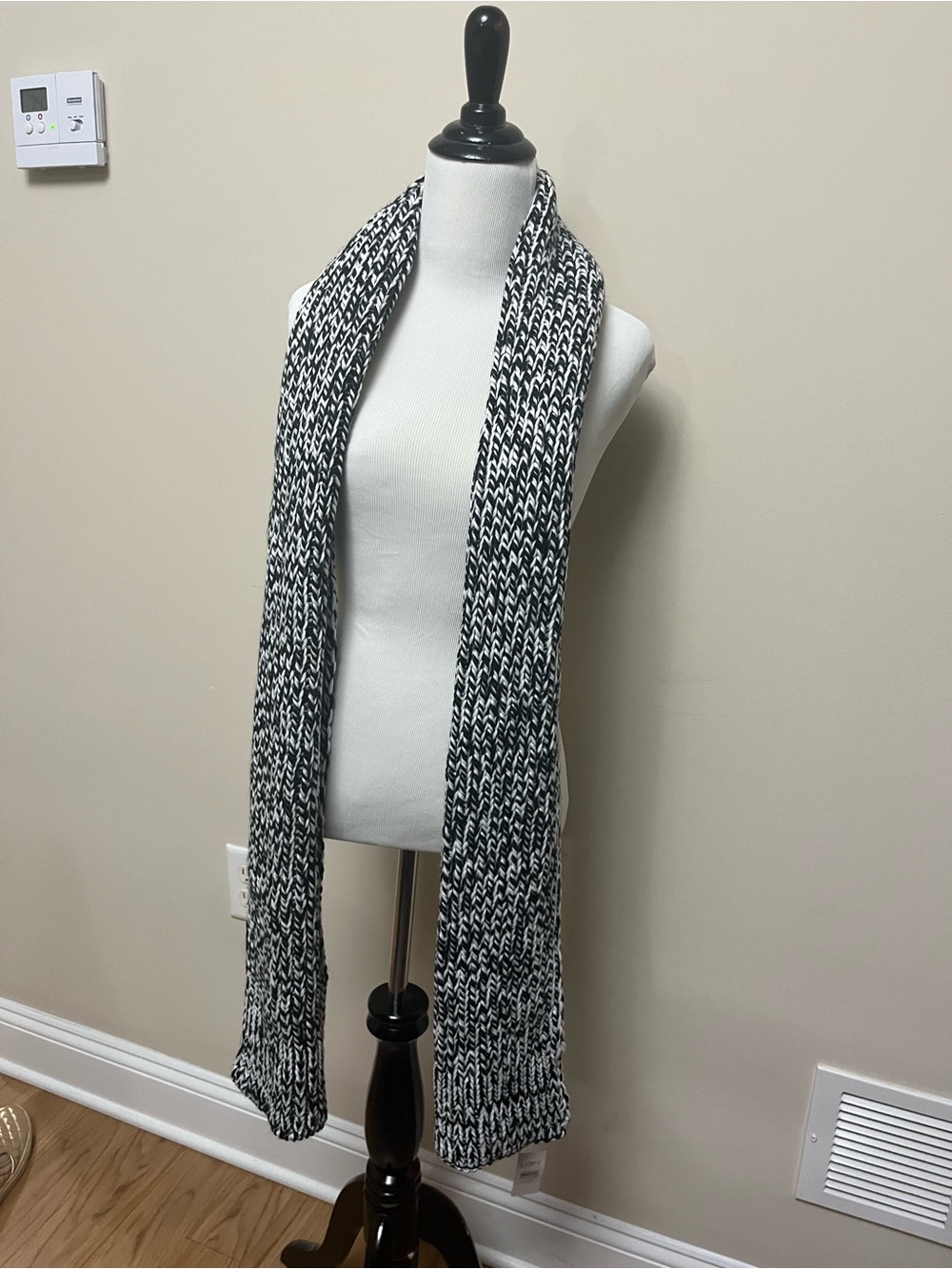 LOFT Black and White Marled Knit Scarf